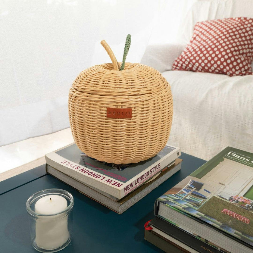 Handcrafted - Apple Rattan Storage Basket Natural (Small) - Rattan Wicker