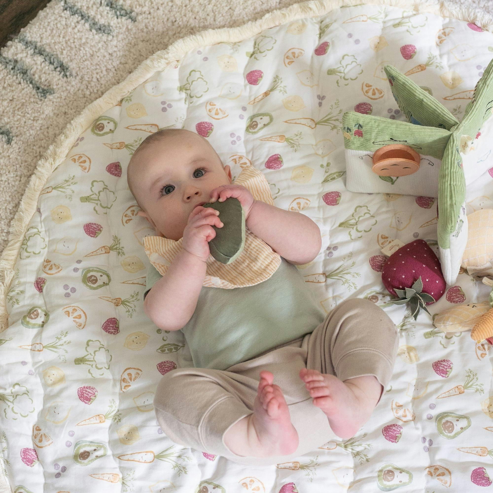 Clementine Fruits & Veggies Cotton Quilted Baby Play Mat