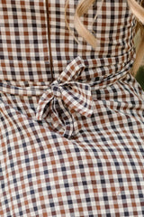 Teen Connie Short Sleeve Dress in Chestnut Gingham