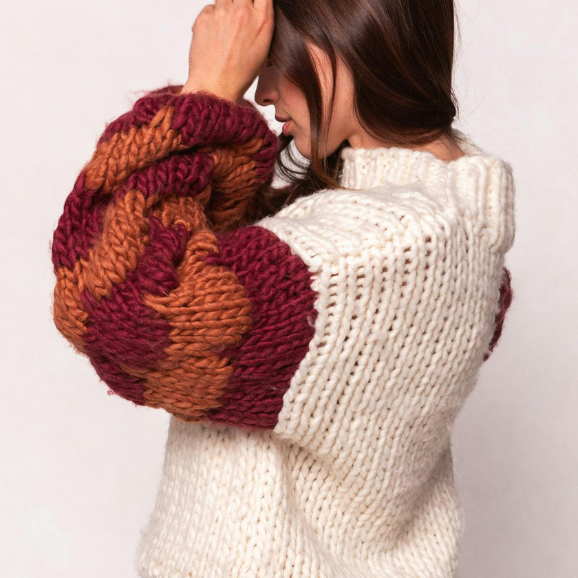 Aimee Sweater in Orange & Cream