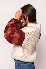 Aimee Sweater in Orange & Cream