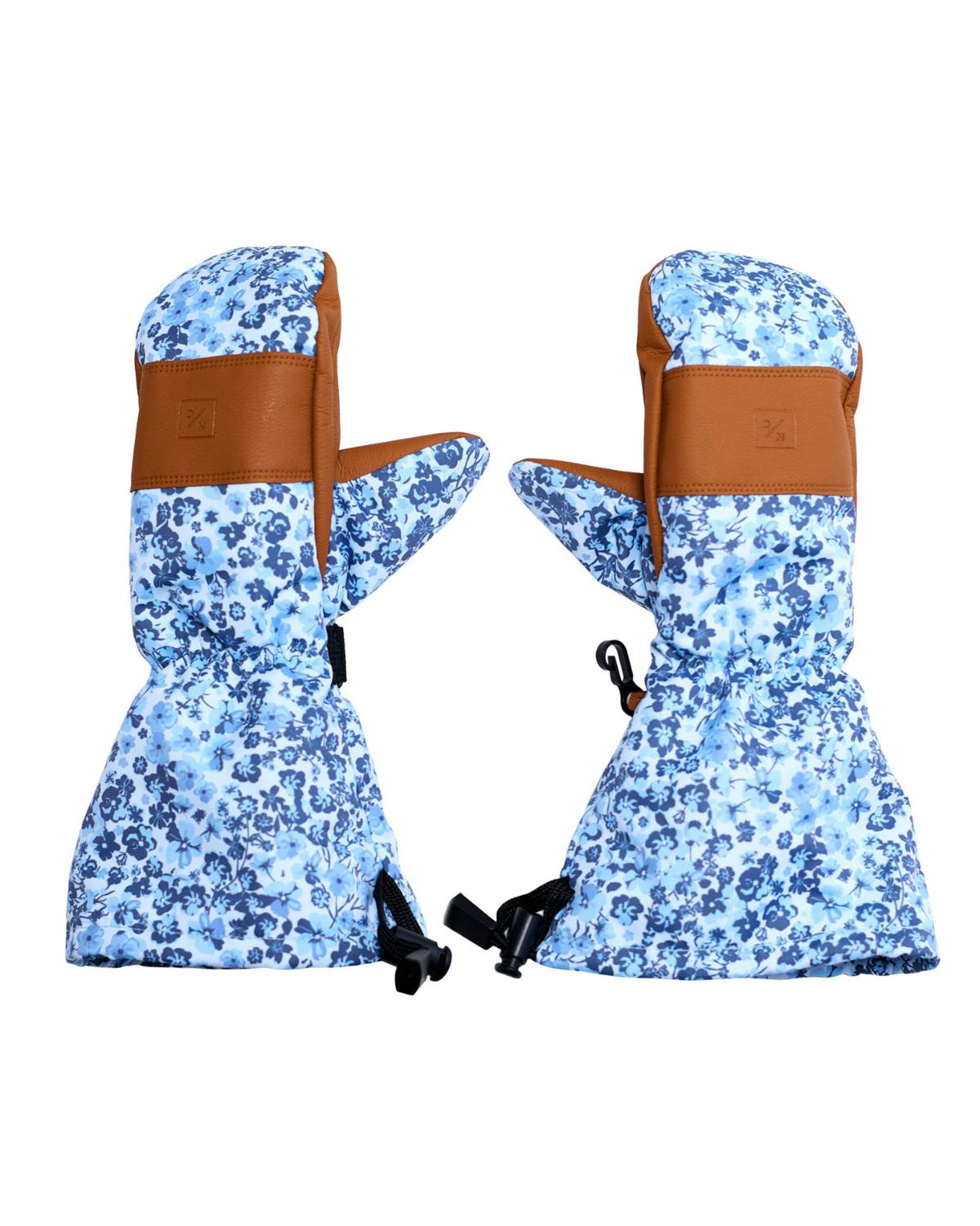 Kids Waterproof Mitten in Blue Ditsy Floral