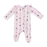 Megan's Bowtiful Hockey Stripe - 2 Way Ruffle Sleeve Zipper Footie