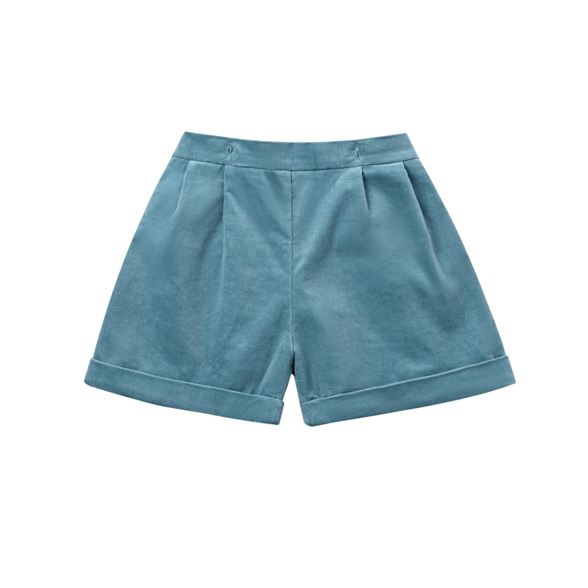 White & Teal Formal Shorts Set