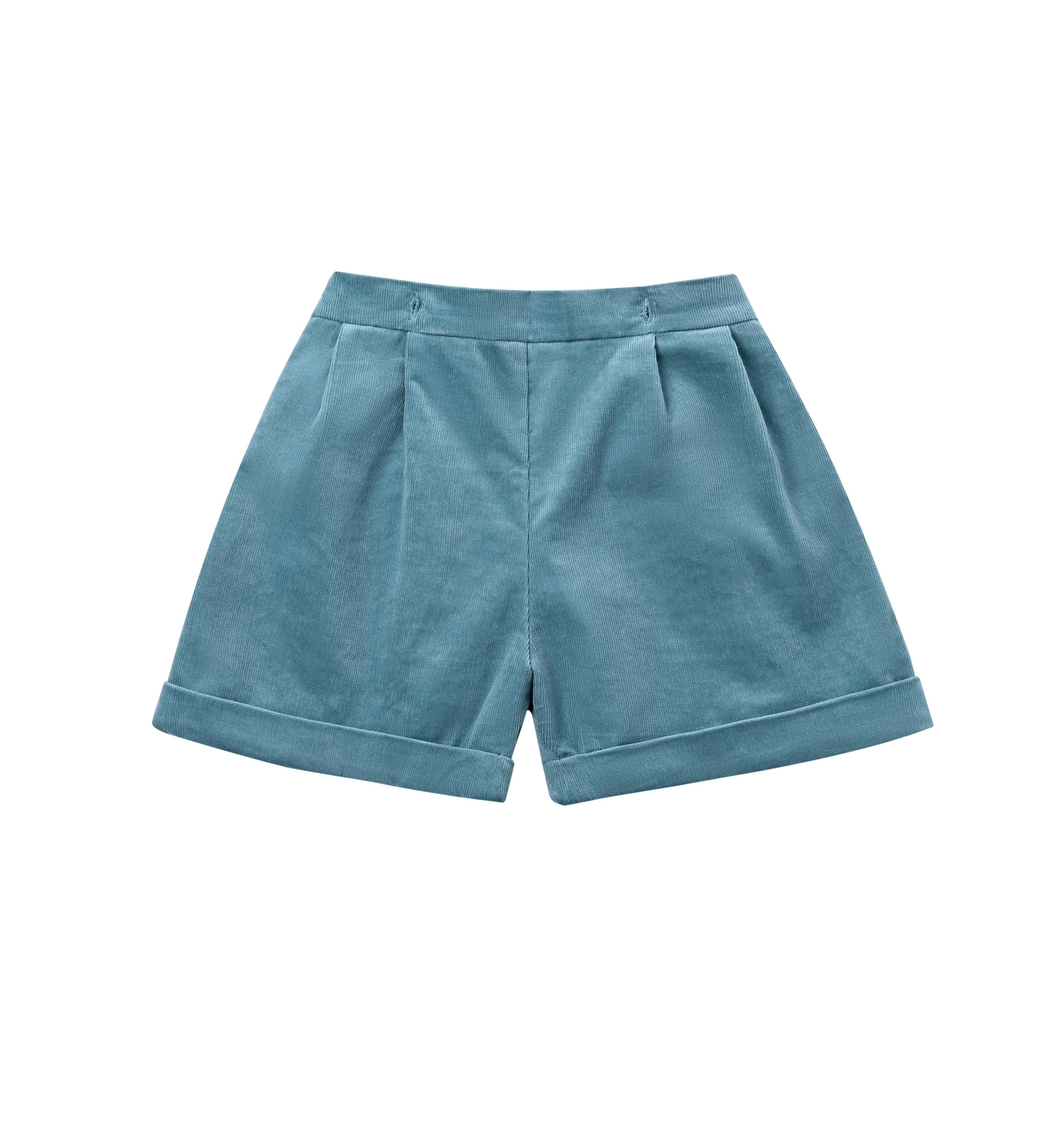 White & Teal Formal Shorts Set
