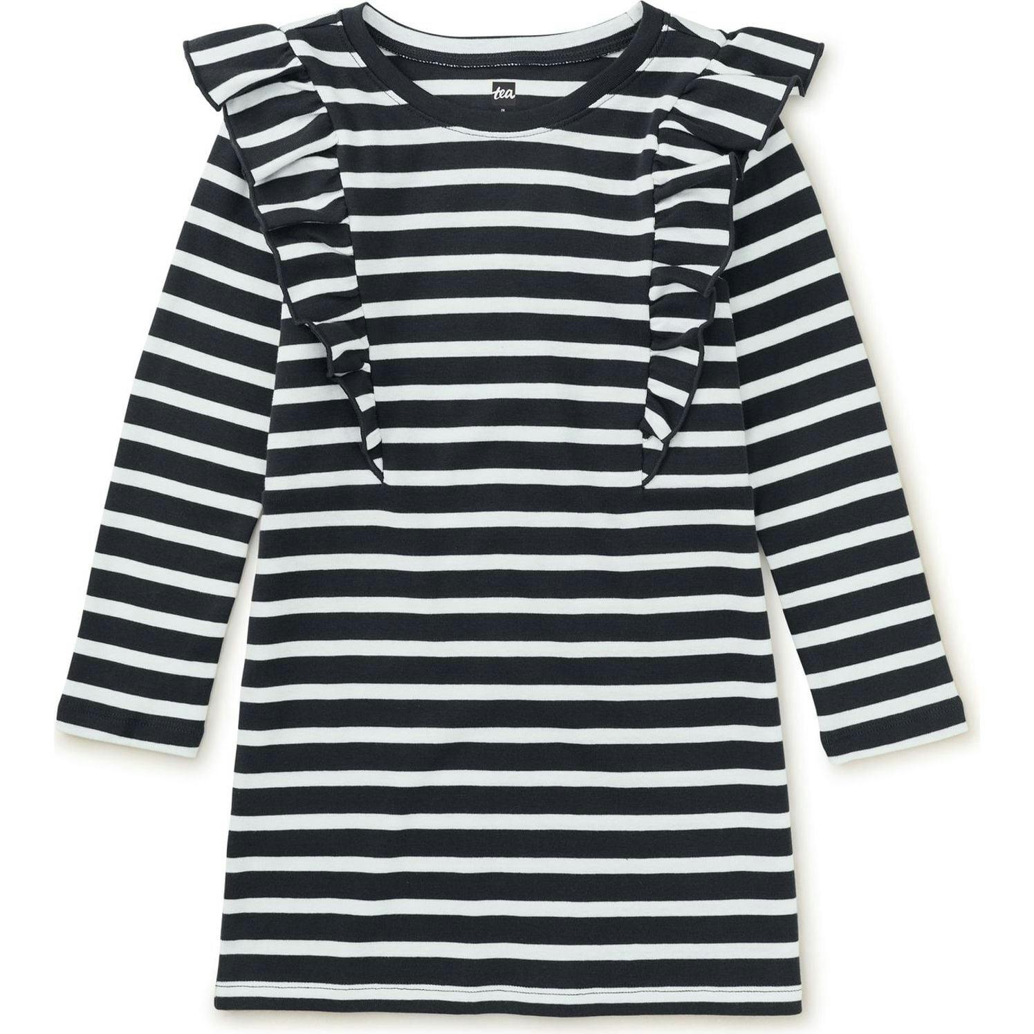 Ruffle Sleeve A-Line Dress, Blue