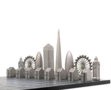 Chess Set Stainless Steel LONDON with London Map Board