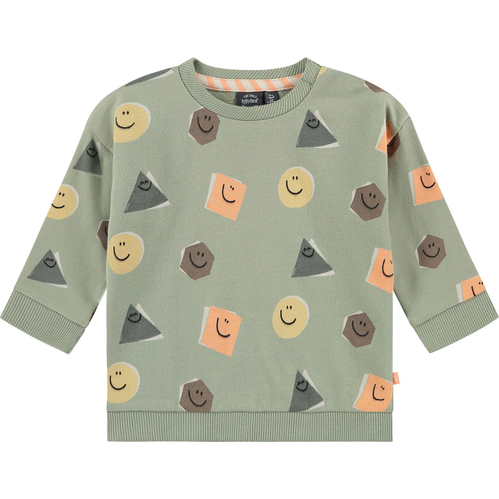 Crew Neck All-Over Animated Shapes Graphic Sweatshirt