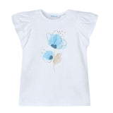 Cotton Blue Floral Detail T-Shirt