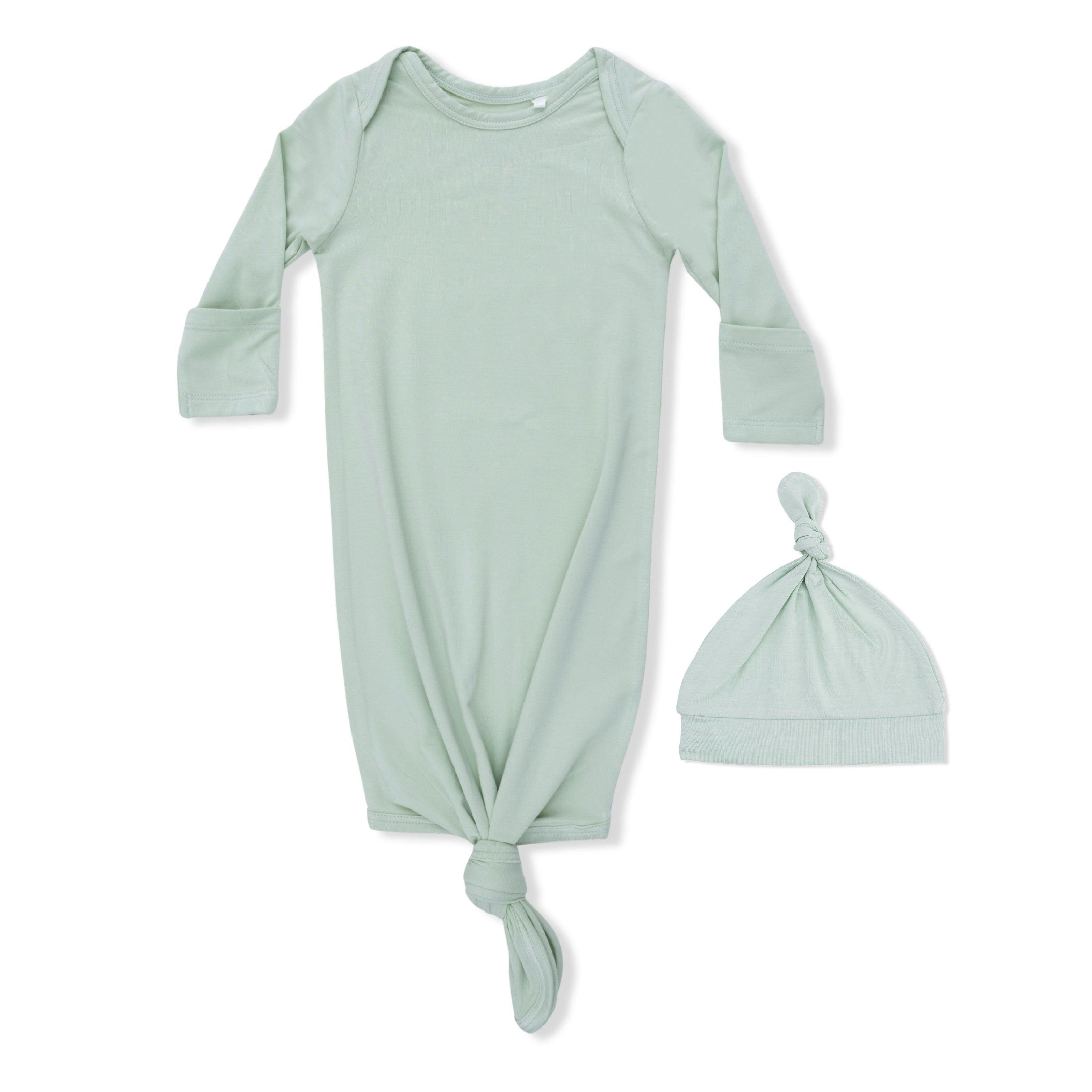 Solid Milky Green - Knotted Gown and Knotted Hat