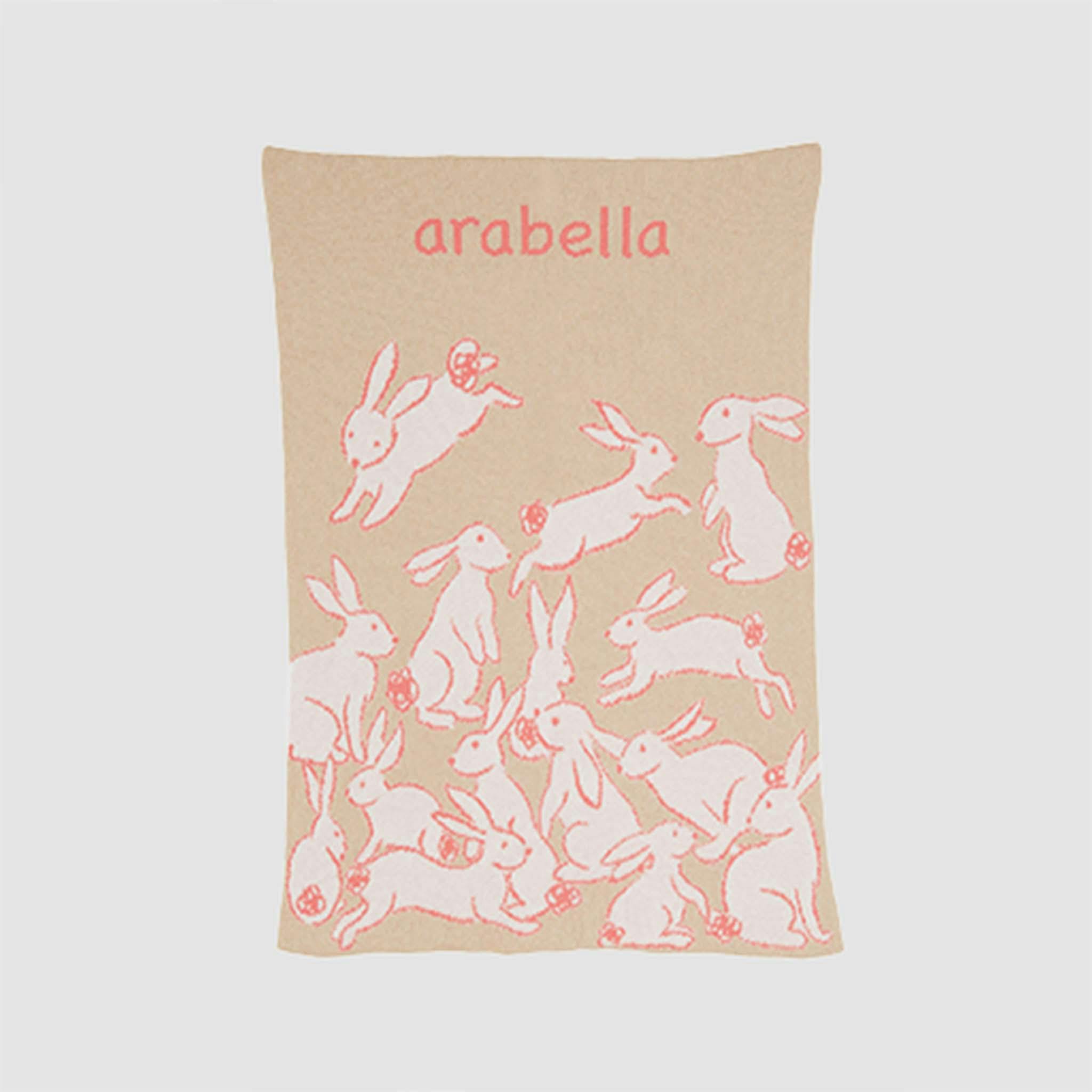 Custom Personalized Baby Sustainable Knit Throw Blanket - Rabbits