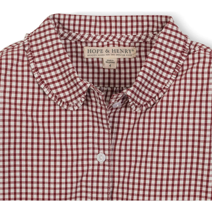 Organic Button Down Peter Pan Collar Top, Red