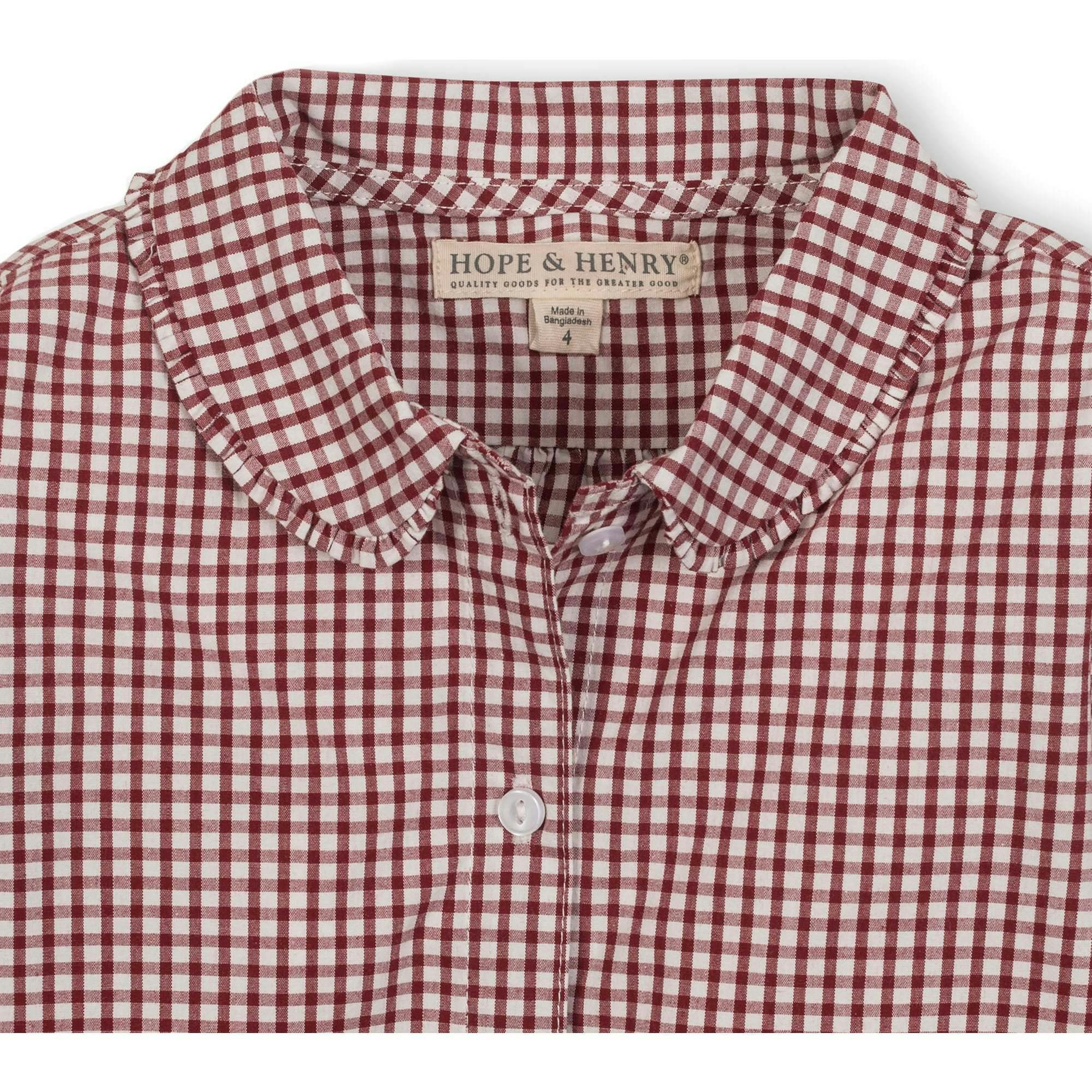 Organic Button Down Peter Pan Collar Top, Red