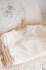 Crochet Trim Three Piece Set in Pearl