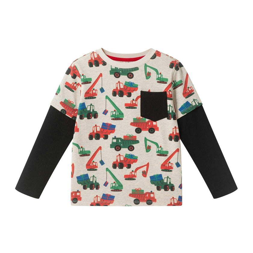Boys Two-Fer Graphic Tee | Holiday Trucks
