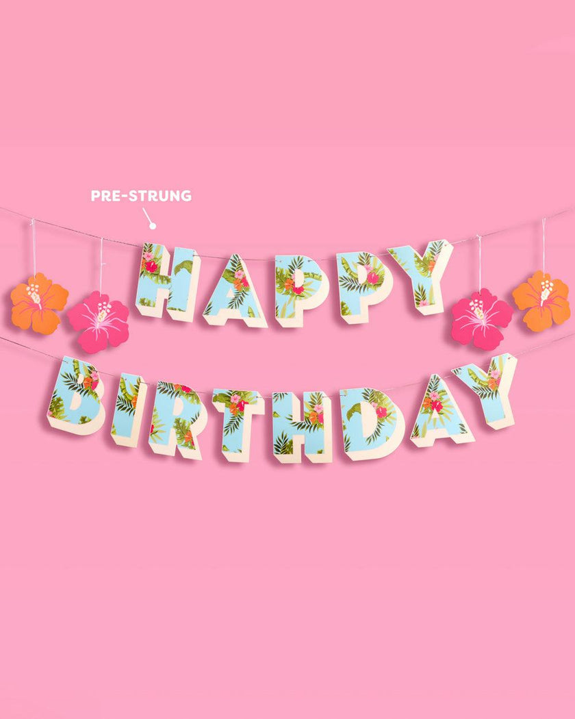 Tropical Birthday Banner - matte colorful banner