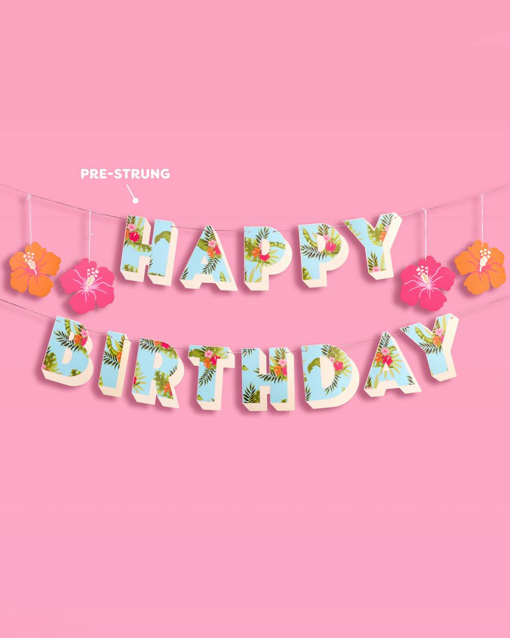 Tropical Birthday Banner - matte colorful banner
