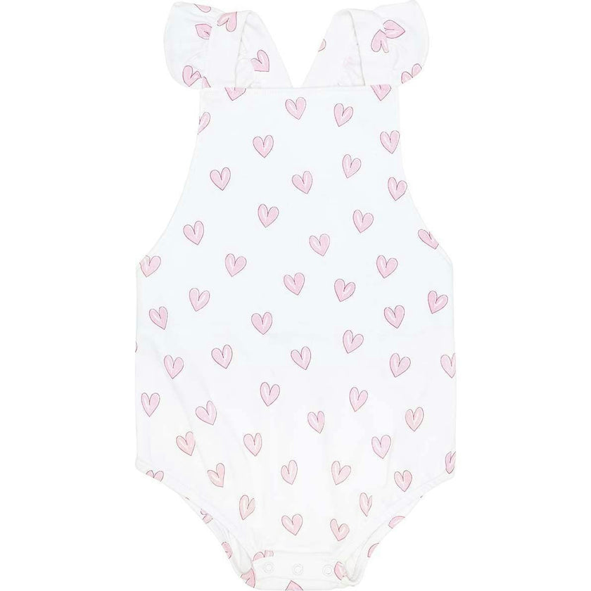 Pink Heart Print Ruffle Bubble