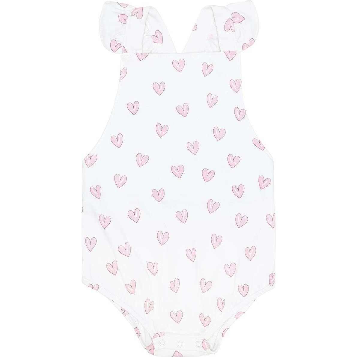 Pink Heart Print Ruffle Bubble