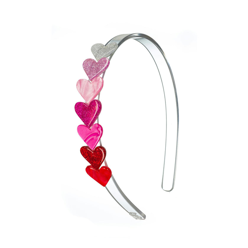 Hearts Red Glitter Pearlized Headband -VAL