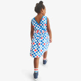 Kids tiered tank dress in checkerboard
