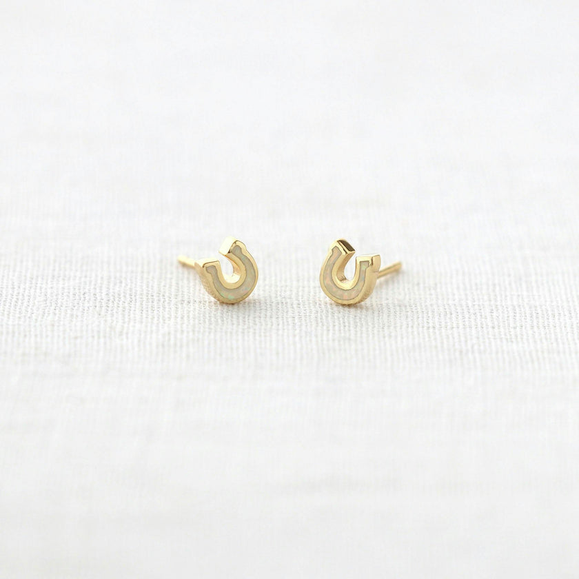 Opal Horseshoe Stud Earrings