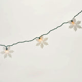 White Glitter Snowflake Cutout 10 String Christmas Party Light Strand Set