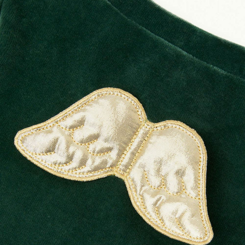 Velour Angel Wing™ Sleepsuit - Gold & Emerald Green