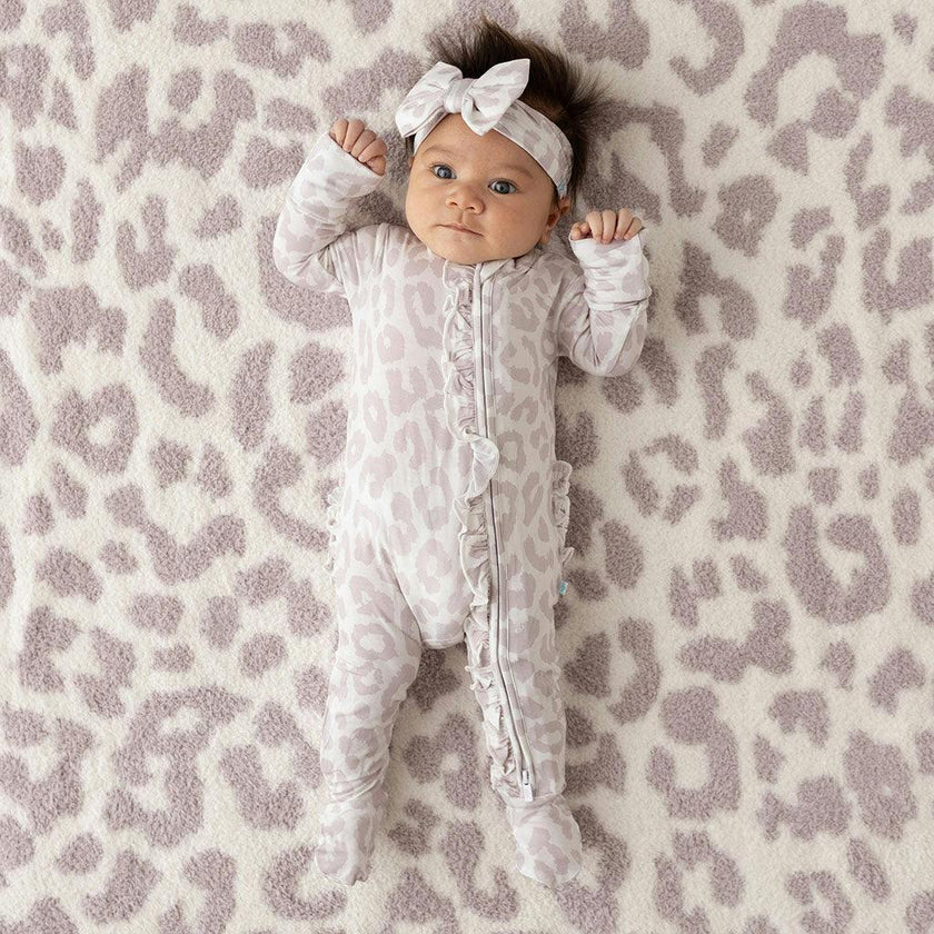 Laurel Leopard Footie Ruffled Zippered One Piece