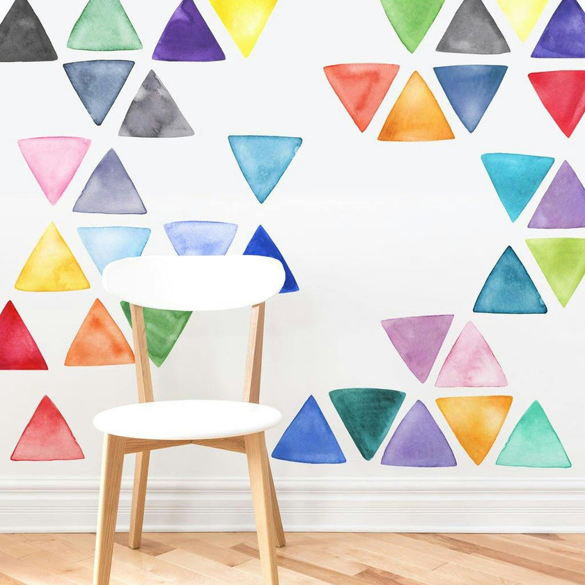 Watercolor Triangles • Rainbow • Large • Peel-and-Stick Wall Decals