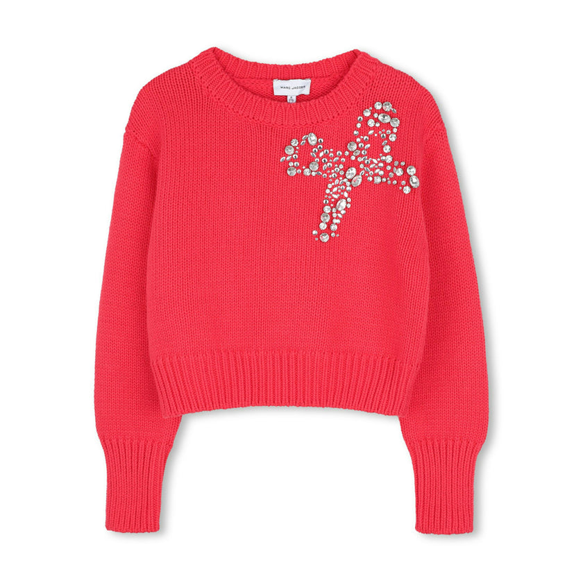 Red Rhinestone Knit Sweater