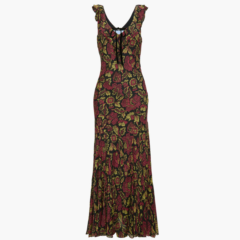 The Augustina Dress - Black Palampore Floral