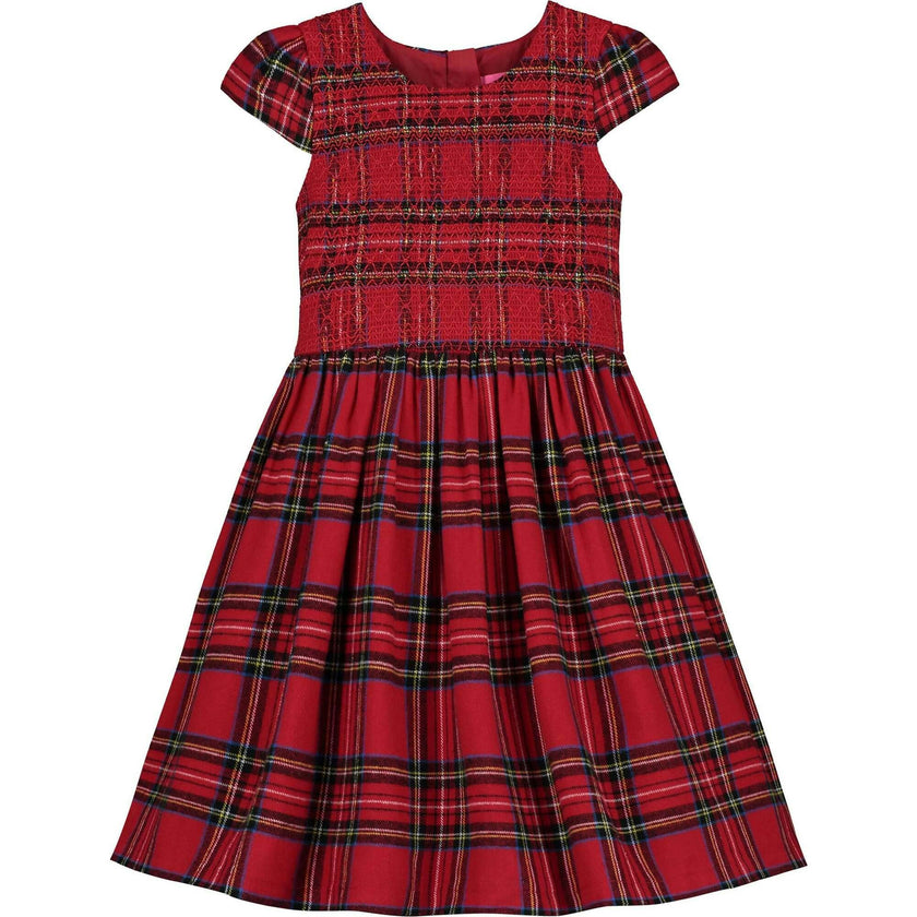 Bonnie Smocked Plaid Tartan Girls Party Dress