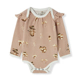 Mushroom Organic Cotton Ruffle Long Sleeve One Piece