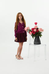 Jane Merlot Corduroy Pleated Skort