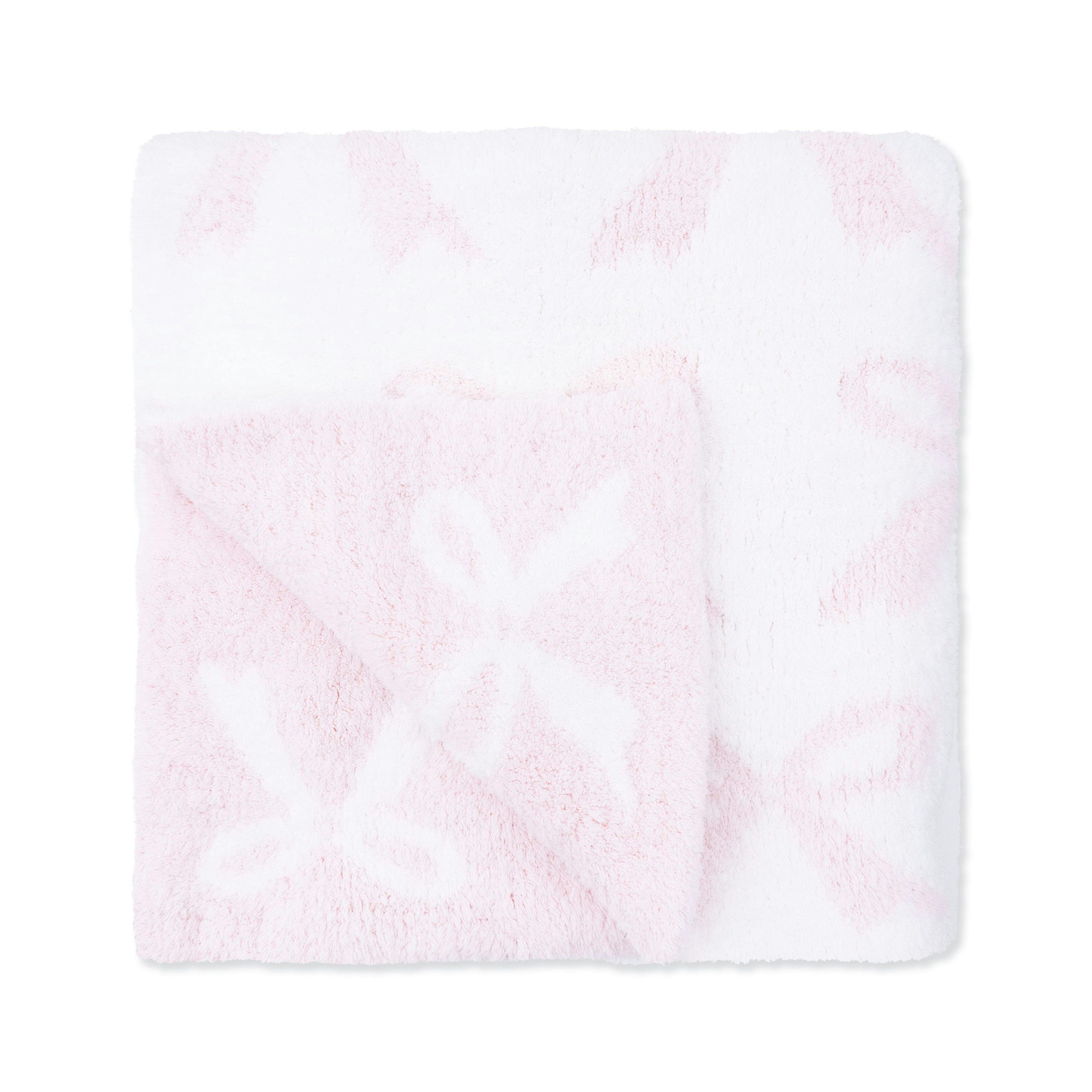Chenille - Baby Pink Bow Blanket