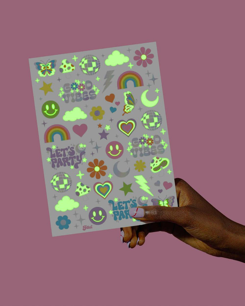 Rave Girl Glo Tats - 82 foil temporary tattoos