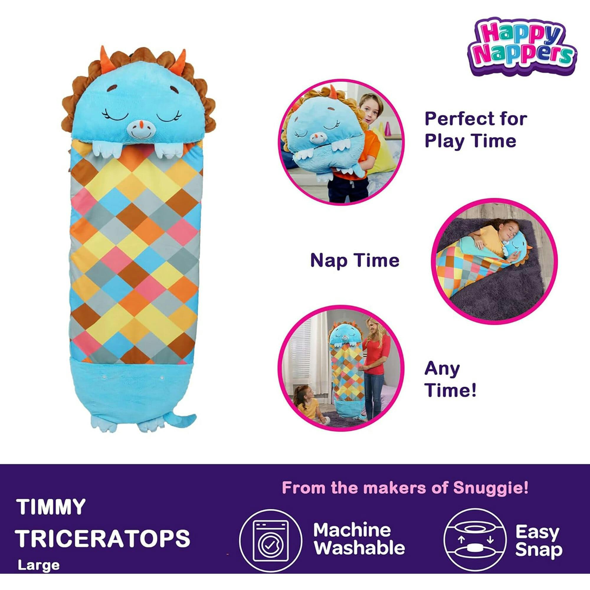 Happy Nappers: Pillow & Sleepy Sack: Large - Blue Triceratratops