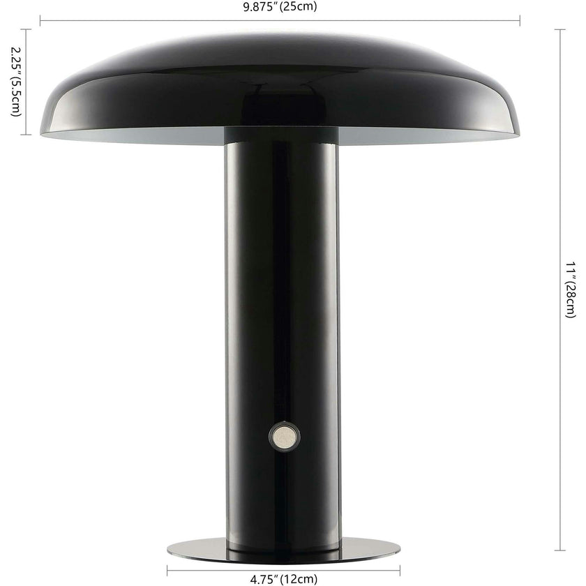 Suillius 11" Contemporary Bohemian Rechargeable/Cordless Iron Integrated LED Mushroom Table Lamp