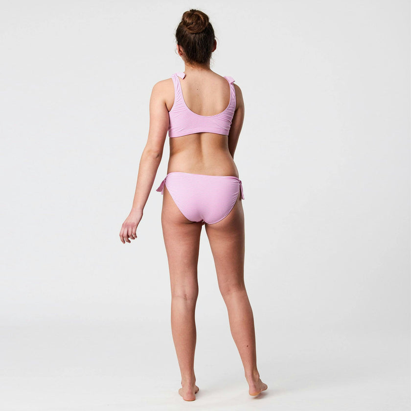 Raspberry Stripe Tie Crop Bikini