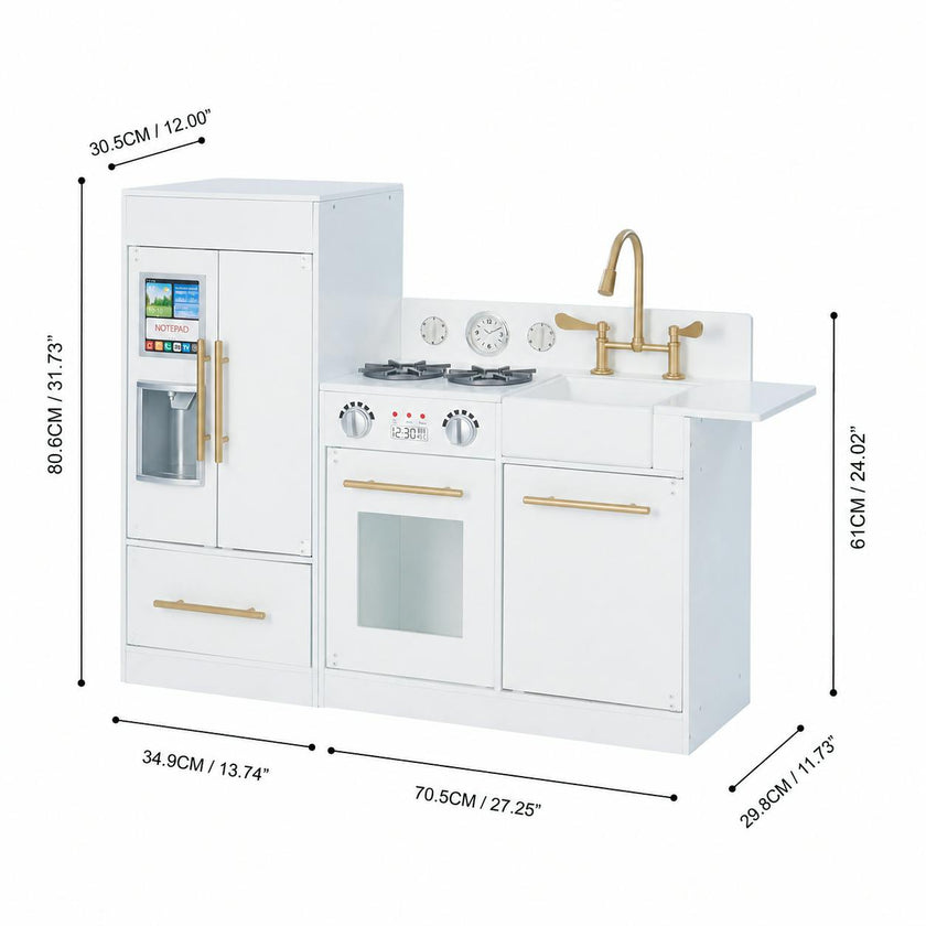 Little Chef Charlotte Modern Play Kitchen, White/Gold