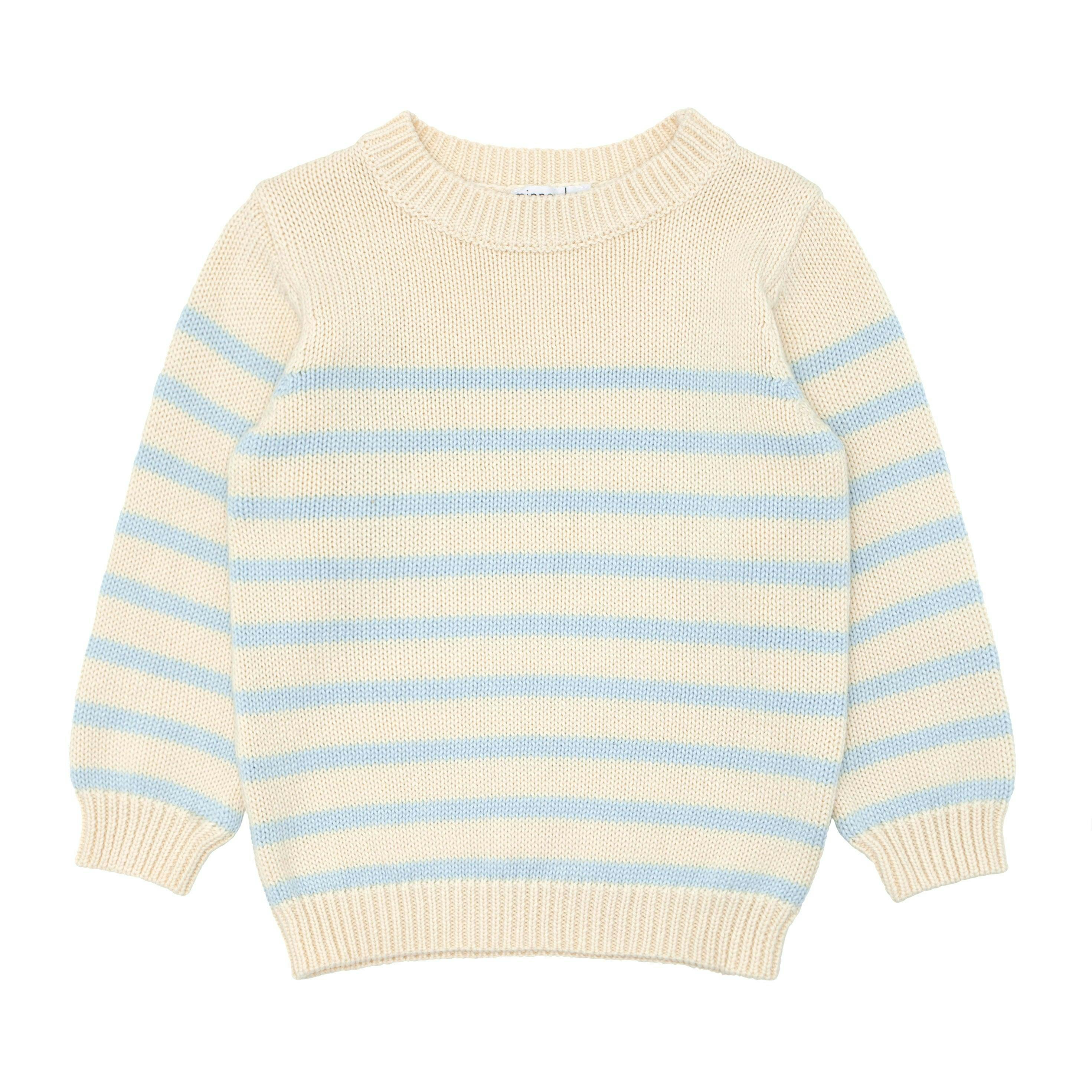 unisex cream and blue stripe knit sweater