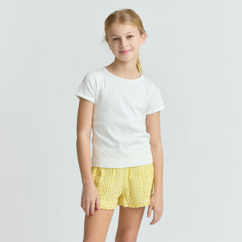 girls soleil gingham ruffle shorts