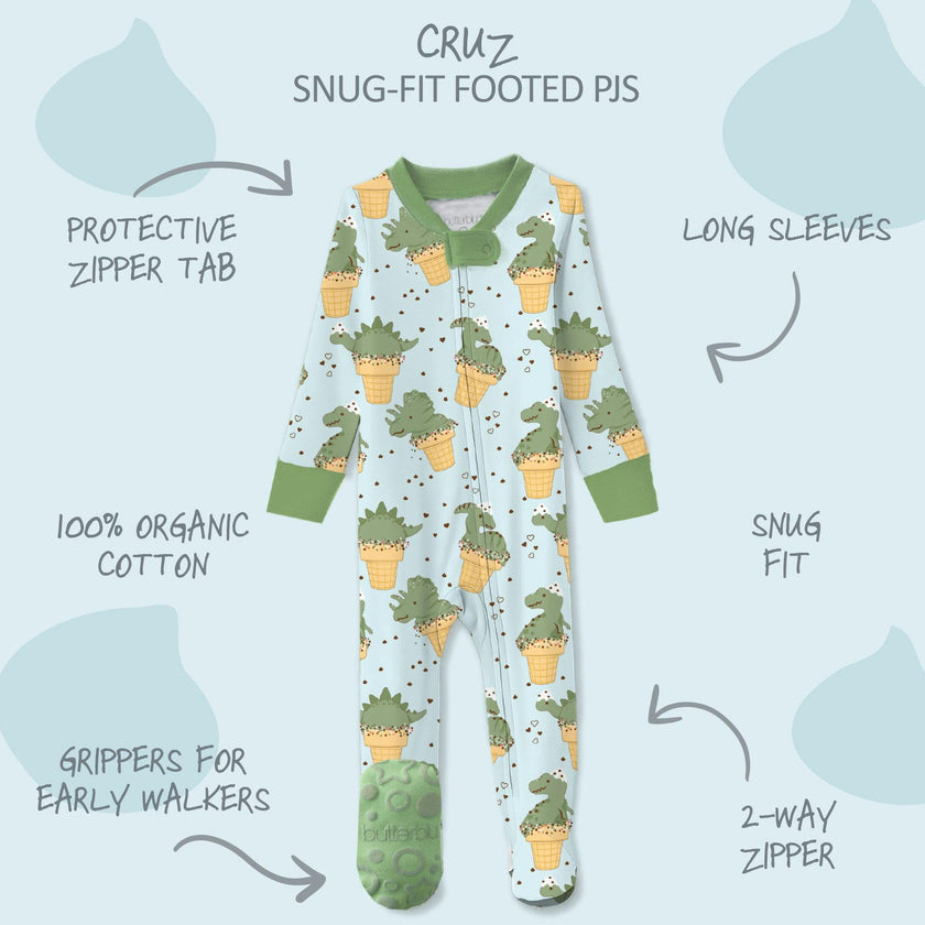CRUZ Snug-fit Footed Baby Boys Pajamas