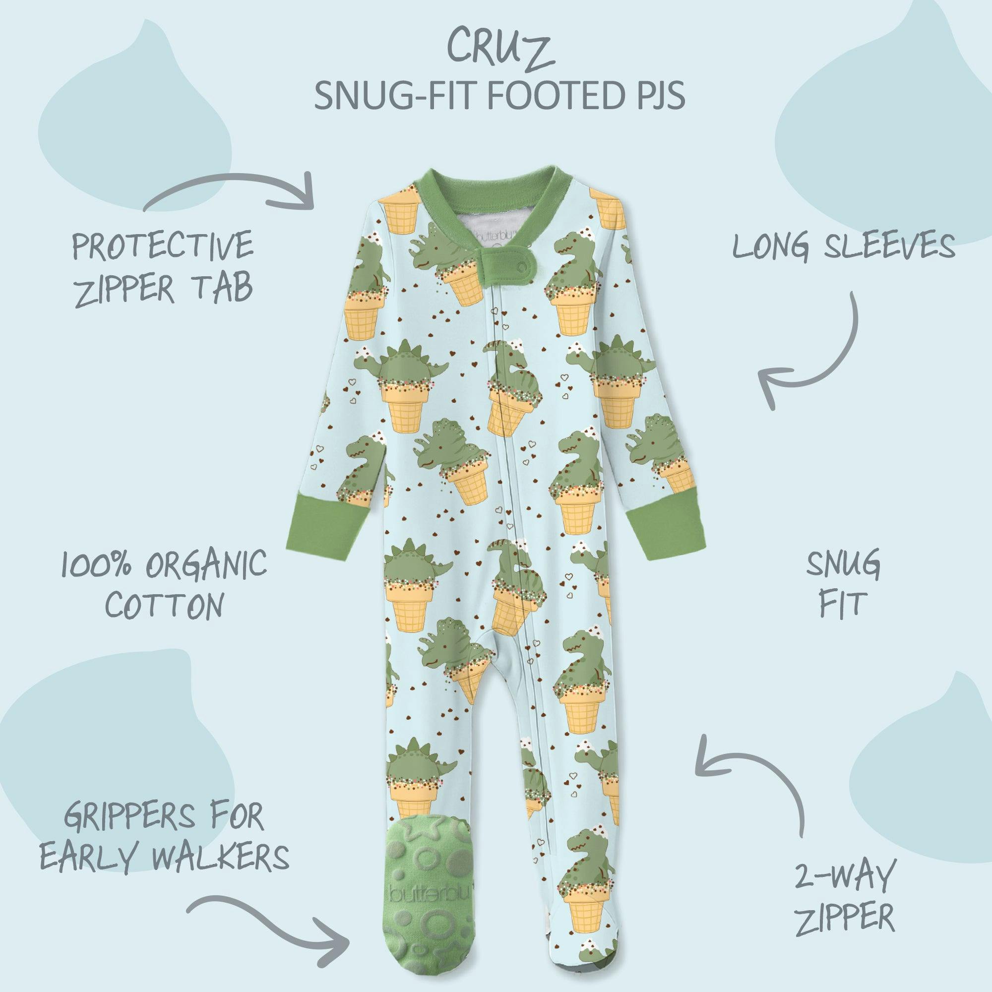 CRUZ Snug-fit Footed Baby Boys Pajamas