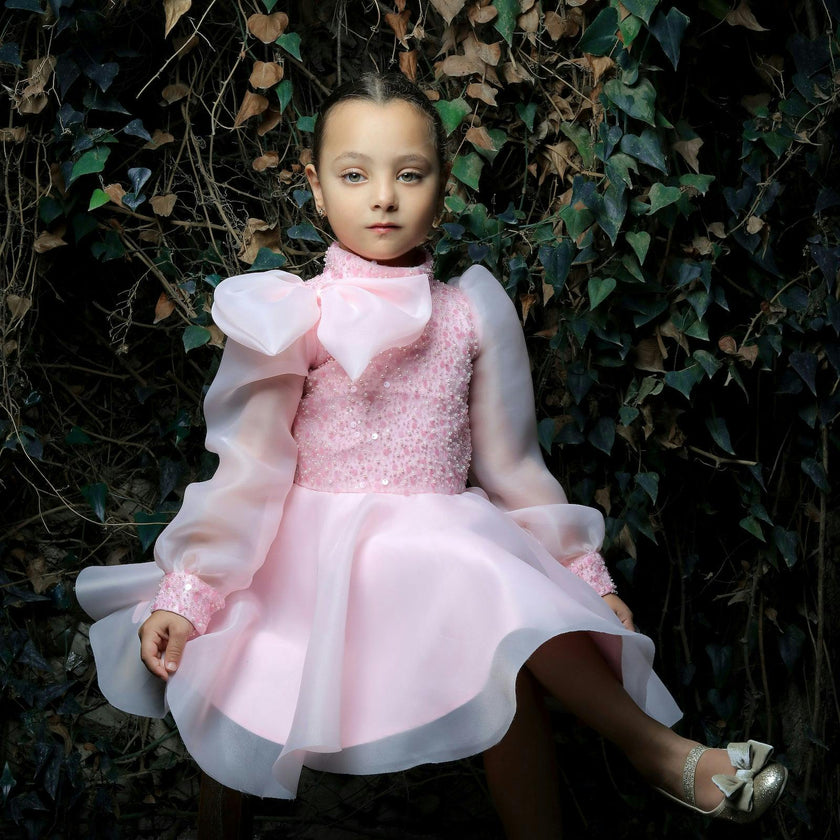 Pink Aaliyah Organza Bow Dress