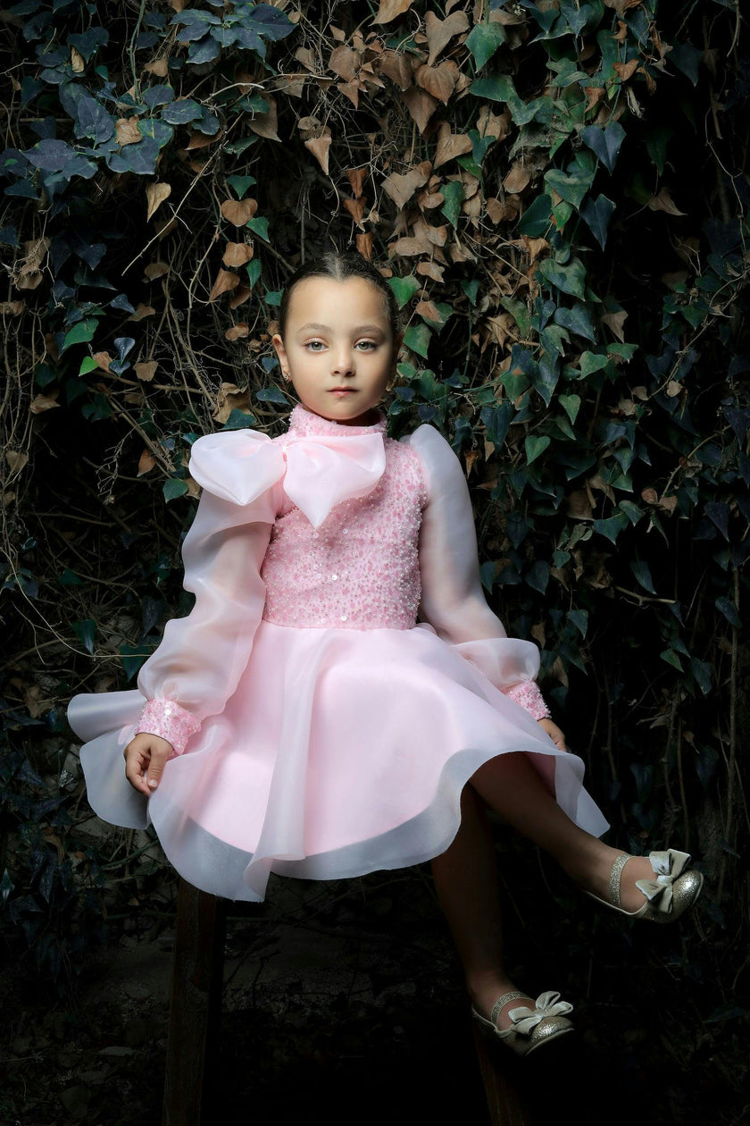 Pink Aaliyah Organza Bow Dress