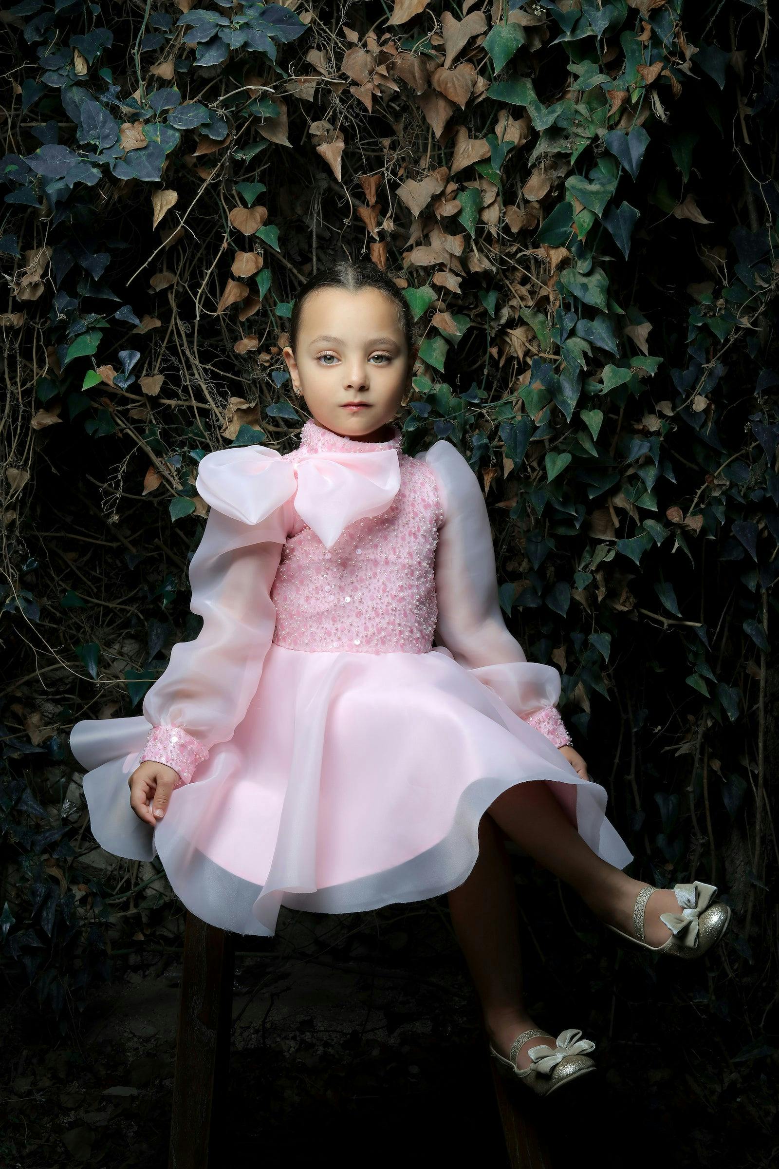 Pink Aaliyah Organza Bow Dress