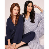 The Olivia Wide Leg Pima Pajama Set in Navy