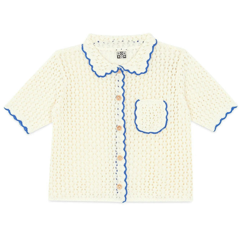 BONTON Crochet Lanza Cardigan - Marshmallow